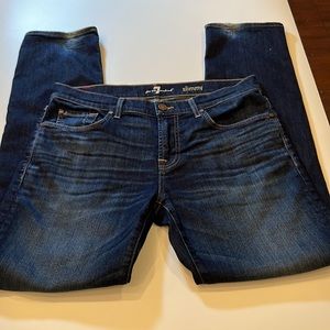 7 for all mankind Slimmy size 33 dark rinse straight leg. Measurements in photos